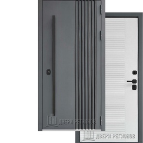 Уличная дверь RX34 ТЕРМО муар RAL 7016/ПВХ белая матовая