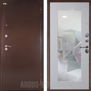 Входная дверь Оптима антик медь/зеркало Милли роялвуд белый