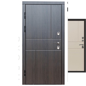 Уличная дверь снаружи МДФ панель Премиум Вертикаль венге/внутри  МДФ панель Горизонт слоновая кость