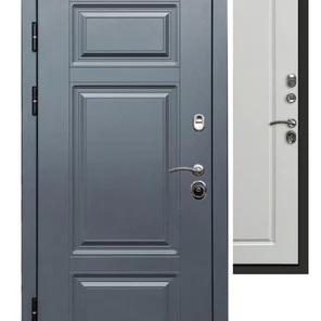 Входная дверь снаружи МДФ панель Премиум GREY/ внутри панель МДФ Гранд  белый софт