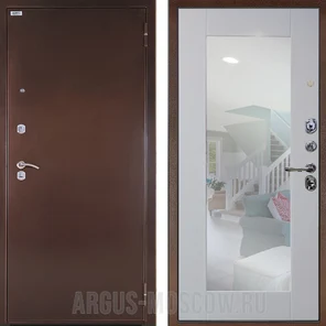 Входная дверь Оптима антик медь/зеркало Милли роялвуд белый