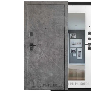 Входная дверь ПРОГРЕСС ЛАЙТ Z  снаружи МДФ панель темный бетон/внутри МДФ панель белая шагрень зеркало