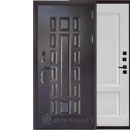 Уличная дверь Панцирь Термо букле коричневый/софт белый снег