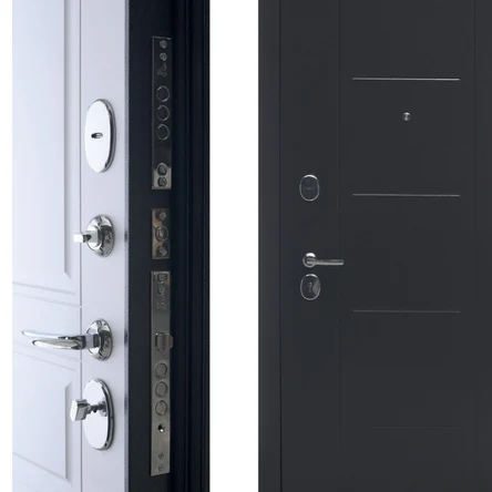 Входная дверь Максима 100 серебро ларче белый