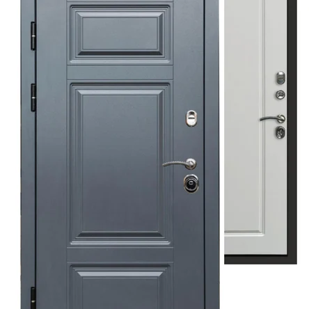 Входная дверь снаружи МДФ панель Премиум GREY/ внутри панель МДФ Гранд  белый софт