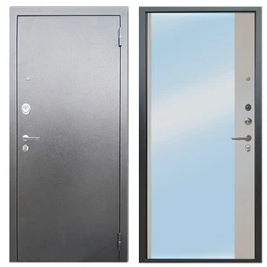 Входная дверь Тринити X10 антик серебро/Магнум зеркало белый софт