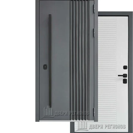 Уличная дверь RX34 ТЕРМО муар RAL 7016/ПВХ белая матовая