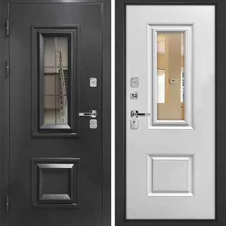 Уличная дверь Протерма 3D стеклопакет  букле графит