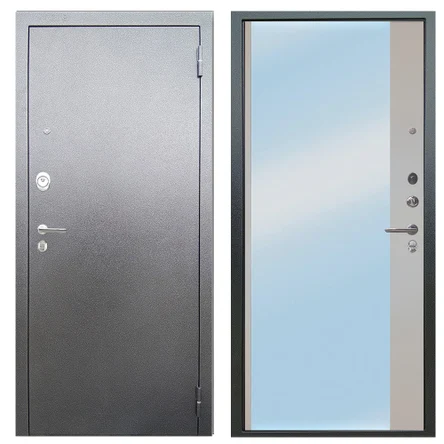 Входная дверь Тринити X10 антик серебро/Магнум зеркало белый софт